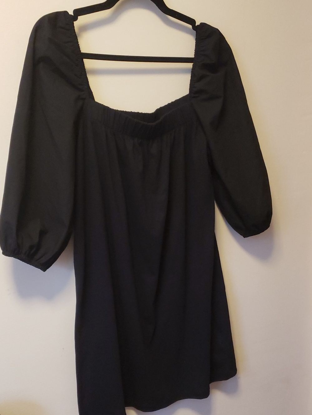 H&M New Black Puff Sleeve Square-Neck Dress